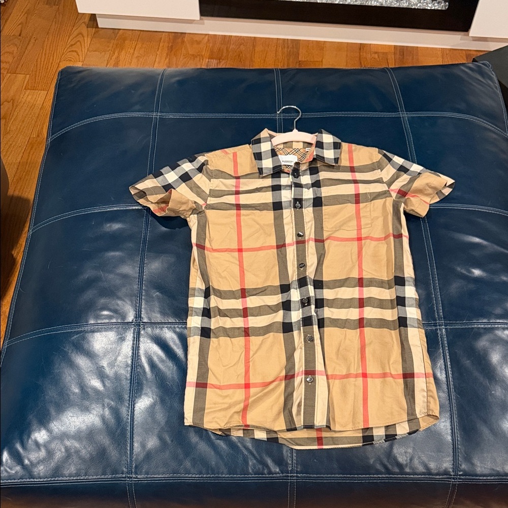 Burberry Tan and Red Plaid Youth Shirt